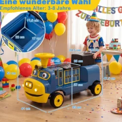 Kinder Elektroauto 12V Kinderauto Elektrisch mit 2 Sitzen & 2 Motoren 95 x 41 x 51 cm Blau