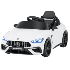 Kinder Elektroauto 12V Mercedes-AMG Kinderauto mit LED-Leuchten & 2,4G-Fernbedienung Weiß
