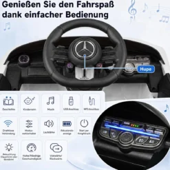 Kinder Elektroauto 12V Mercedes-AMG Kinderauto mit LED-Leuchten & 2,4G-Fernbedienung Weiß