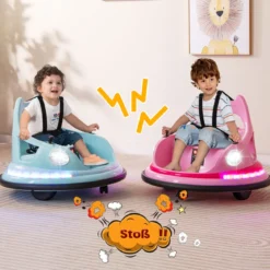 Kinder Elektro-Bumpercar 12V Batterie betrieben mit Fernbedienung & Doppel-Joysticks 360° Drehung Rosa