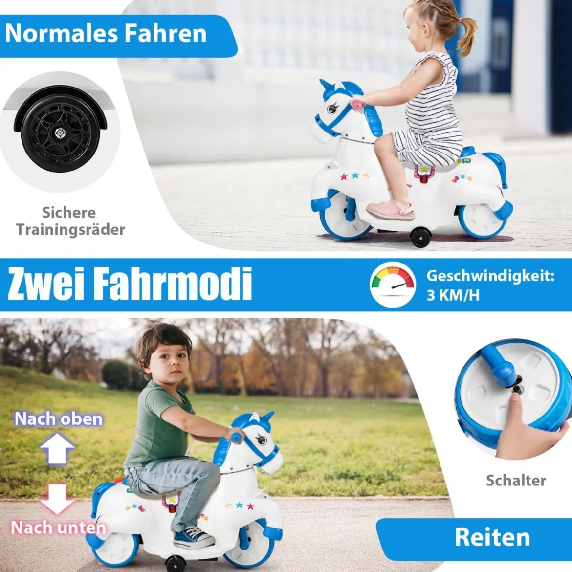 Kinder Elektro Motorrad mit Musik & LED & Stützrädern Elektromotorrad für Kinder ab 3 Jahren