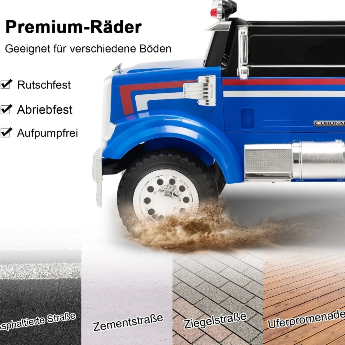 Kinder-Elektro-Traktor Optimus Prime Muldenkipper für Kinder 106,5 x 63,5 x 70 cm Blau
