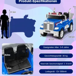 Kinder-Elektro-Traktor Optimus Prime Muldenkipper für Kinder 106,5 x 63,5 x 70 cm Blau