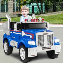 Kinder-Elektro-Traktor Optimus Prime Muldenkipper für Kinder 106,5 x 63,5 x 70 cm Blau