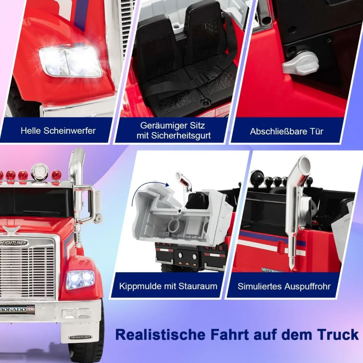 Kinder-Elektro-Traktor Optimus Prime Muldenkipper für Kinder 106,5 x 63,5 x 70 cm Rot