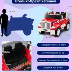 Kinder-Elektro-Traktor Optimus Prime Muldenkipper für Kinder 106,5 x 63,5 x 70 cm Rot