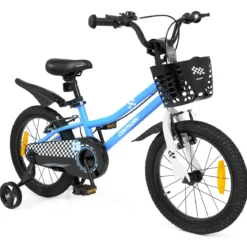 Kinderfahrrad 14/16 Zoll Fahrrad mit Höhenverstellbarem Sattel & Lenker für 3-5/4-7 Jahre Blau/Weiß