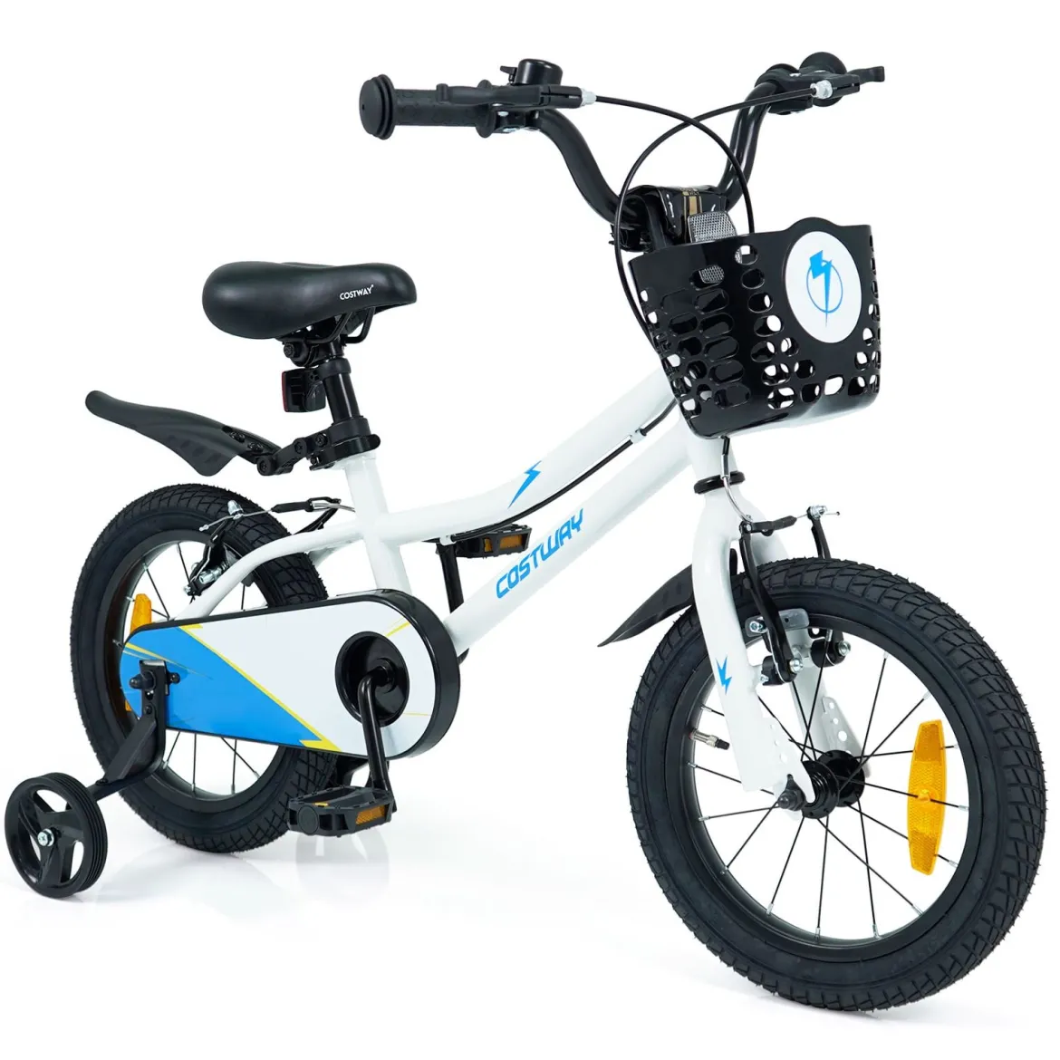 Kinderfahrrad 14/16 Zoll Fahrrad mit Höhenverstellbarem Sattel & Lenker für 3-5/4-7 Jahre Blau/Weiß