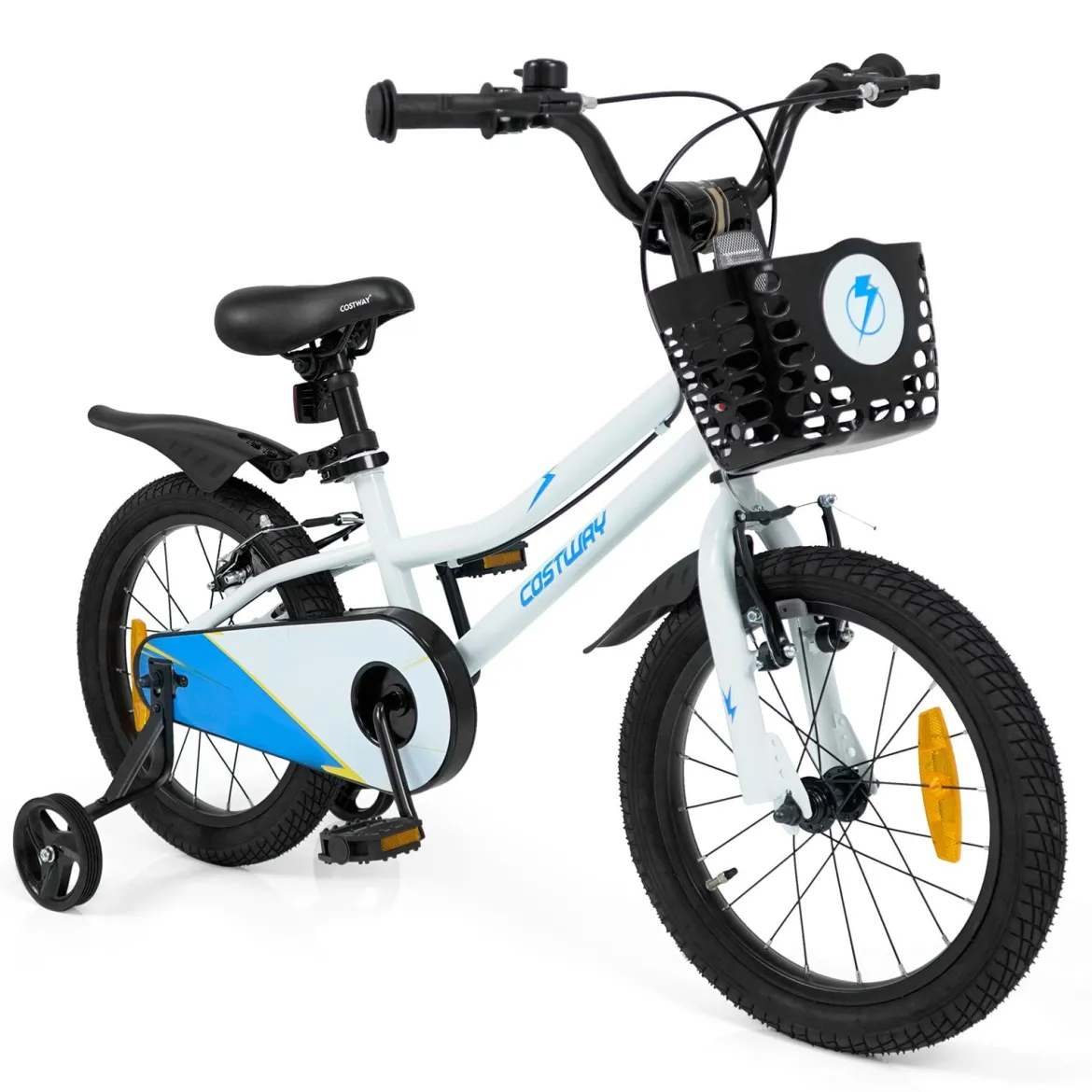 Kinderfahrrad 14/16 Zoll Fahrrad mit Höhenverstellbarem Sattel & Lenker für 3-5/4-7 Jahre Blau/Weiß