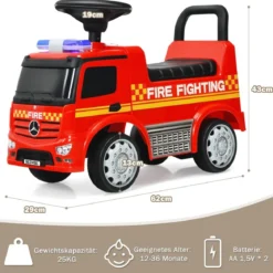 Kinder-Feuerwehrauto lizenzierter Mercedes Benz Schiebeauto 62 x 29 x 43 cm Rot