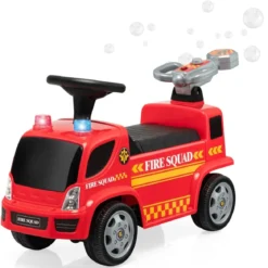 Kinder Feuerwehrauto mit Seifenblasenpistole für Kinder von 18-36 Monaten Rot
