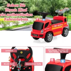 Kinder Feuerwehrauto mit Seifenblasenpistole für Kinder von 18-36 Monaten Rot