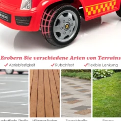 Kinder Feuerwehrauto mit Seifenblasenpistole für Kinder von 18-36 Monaten Rot