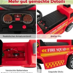 Kinder Feuerwehrauto mit Seifenblasenpistole & Leiter für Kinder von 18-36 Monaten Rot