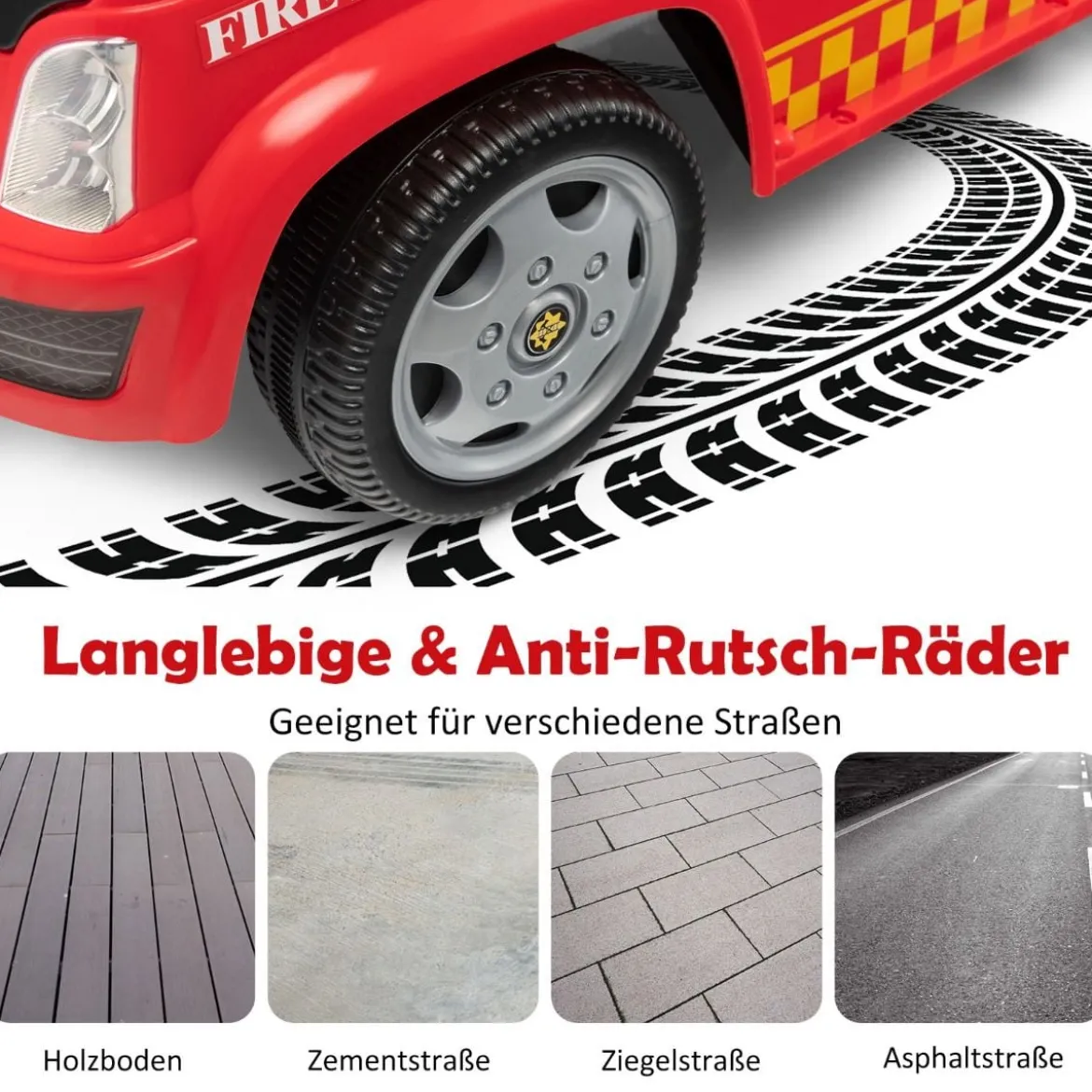 Kinder Feuerwehrauto mit Seifenblasenpistole & Leiter für Kinder von 18-36 Monaten Rot