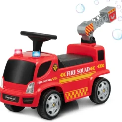 Kinder Feuerwehrauto mit Seifenblasenpistole & Leiter für Kinder von 18-36 Monaten Rot