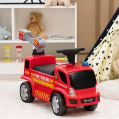 Kinder Feuerwehrauto mit Seifenblasenpistole & Leiter für Kinder von 18-36 Monaten Rot