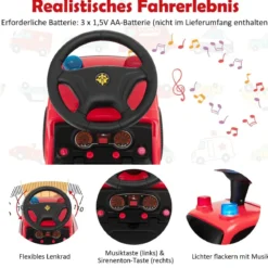 Kinder Feuerwehrauto mit Seifenblasenpistole & Leiter für Kinder von 18-36 Monaten Rot