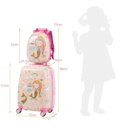Kindergepäck Meerjungfrau Reisekoffer Kinderkoffer Set mit Rucksack Rosa