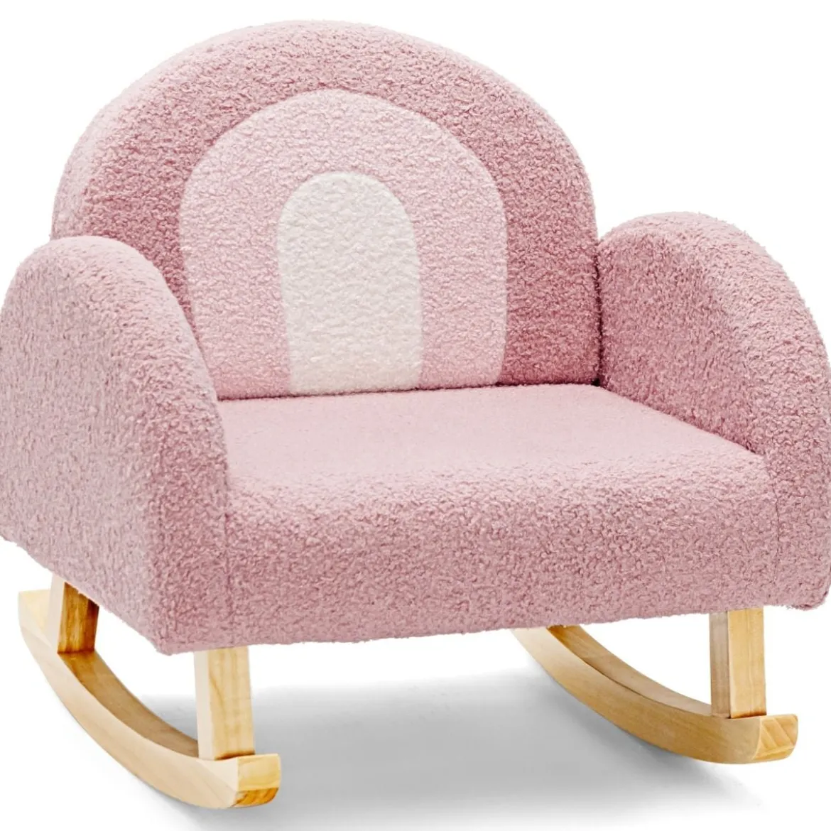 Kinder Gepolsterter Schaukelstuhl mit Massivholzbeinen Rosa