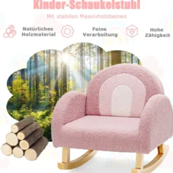 Kinder Gepolsterter Schaukelstuhl mit Massivholzbeinen Rosa
