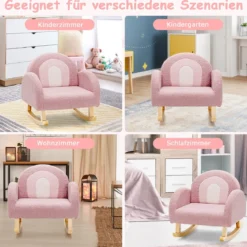 Kinder Gepolsterter Schaukelstuhl mit Massivholzbeinen Rosa