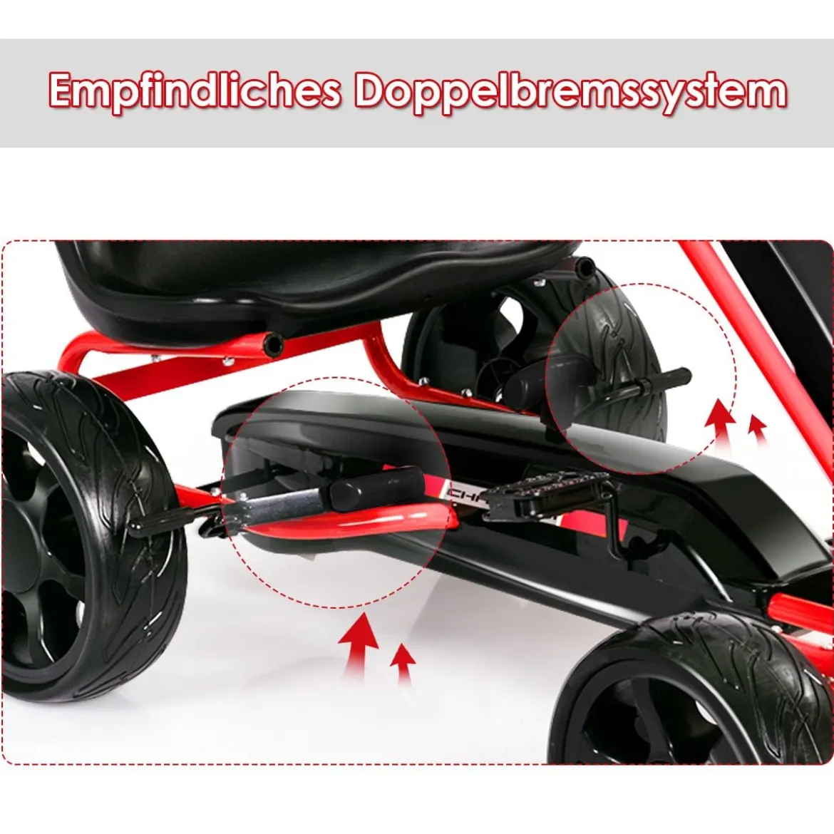 Kinder Gokart Kinder-Kart mit verstellbarem Sitz Kindergefährt 104 x 59 x 62 cm Schwarz