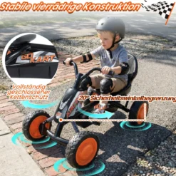 Kinder Gokart Verstellbarer Sitz Pedal Vorwärts Rückwärts Reifen Outdoor für 3-8 Jahre Schwarz