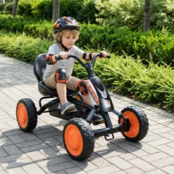 Kinder Gokart Verstellbarer Sitz Pedal Vorwärts Rückwärts Reifen Outdoor für 3-8 Jahre Schwarz