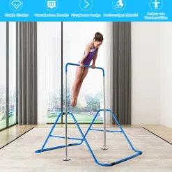 Kinder Gymnastikstange Höhenverstellbar Reckstange 90-130 cm Faltbare Turnstange Blau