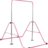 Kinder Gymnastikstange Höhenverstellbar Reckstange 90-130 cm Faltbare Turnstange Rosa