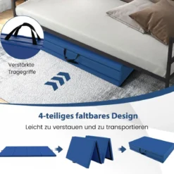 Kinder Gymnastikstange mit Gymnastikmatte Höhenverstellbar Reckstange 90-130 cm Blau