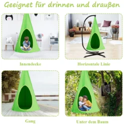 Kinder Hängehöhle Hängesessel Hängezelt Hängehöhle Hängesessel Kinder Fly Schaukel 80x80x140cm Grün
