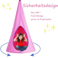 Kinder Hängehöhle Hängesessel Kinder Pod Hängesessel Hängezelt Hängehöhle Hängesessel 80x80x140cm Rosa
