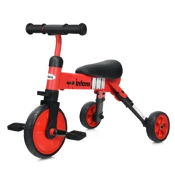 Kinder 2 in 1 klappbarer Dreirad & Balance Bike mit abnehmbarem Pedal Rot