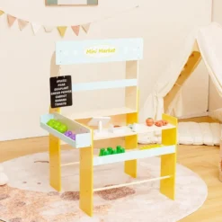 Kinder Kaufladen aus Holz mit Abnembare Tafel & POS-Maschine & Scanner & Marktspielzeugset