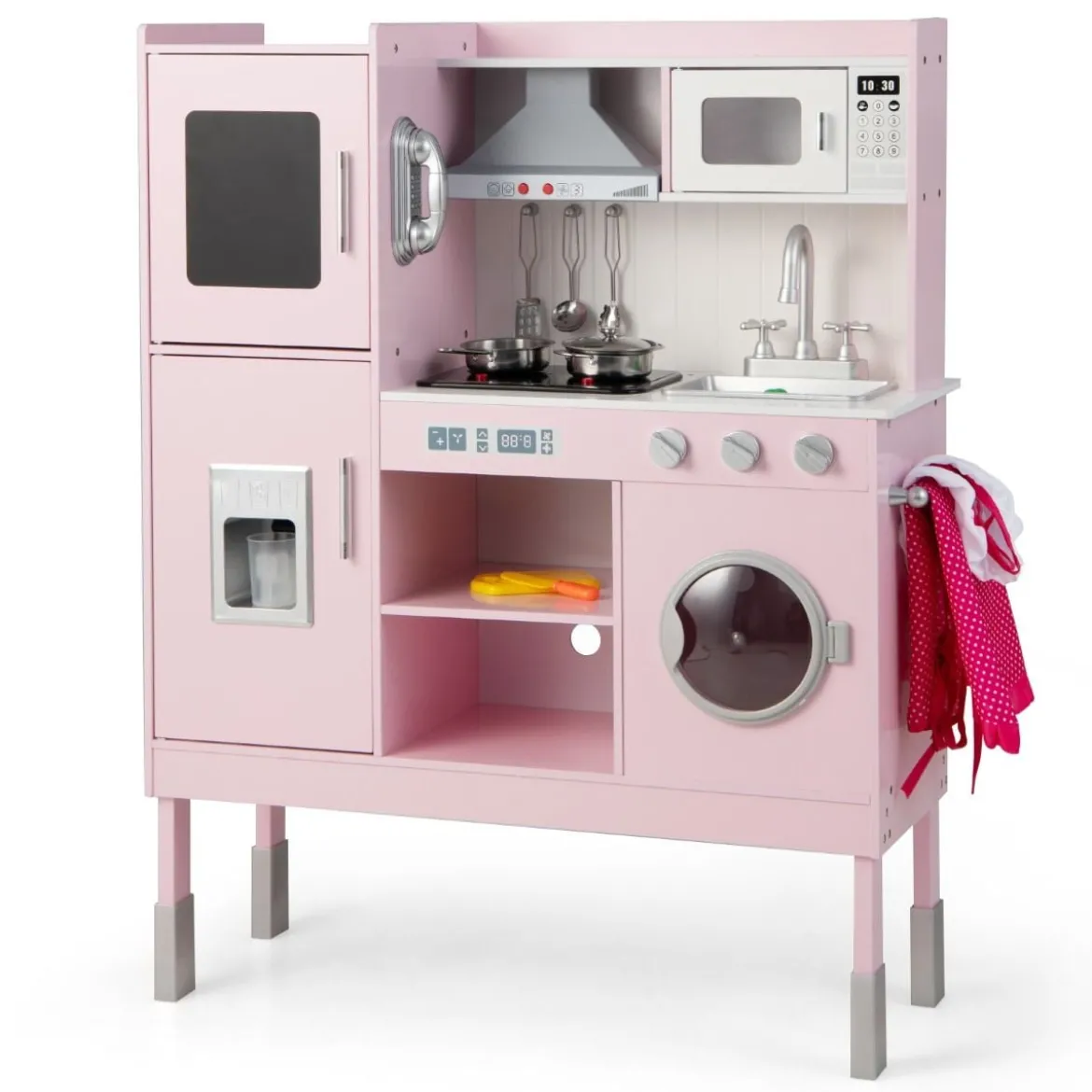 Kinderküche aus Holz mit 16 Spielzubehör für Kinder ab 3 J. 83 x 29 x 103 cm Rosa