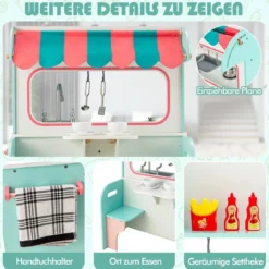 Kinderküche Doppelseitiges Kochspielzeug mit Wasserhahn Spüle Herd Ofen 71 x 53 x 91,5 cm