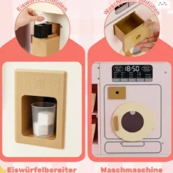 Kinderküche inkl. 22 Zubehör Eck-Spielküche mit Licht & Sound Spielzeugküche Rosa