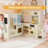 Kinderküche inkl. 22 Zubehör Eck-Spielküche mit Licht & Sound Spielzeugküche Beige