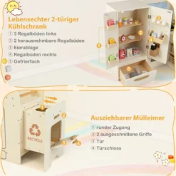 Kinderküche inkl. 22 Zubehör Eck-Spielküche mit Licht & Sound Spielzeugküche Beige