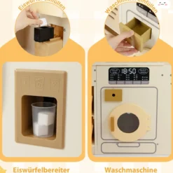 Kinderküche inkl. 22 Zubehör Eck-Spielküche mit Licht & Sound Spielzeugküche Beige