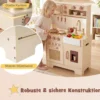 Kinderküche mit Licht & Sound Spielküche mit Herd & Mikrowelle Puppenküche Holzküche inkl. Zubehör