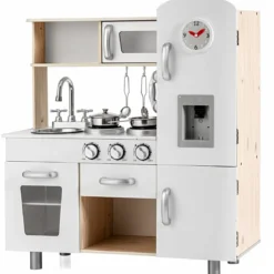 Kinderküche mit Realistischem Licht & Sound & Kühlschrank 72,5 x 29 x 81,5 cm Weiß