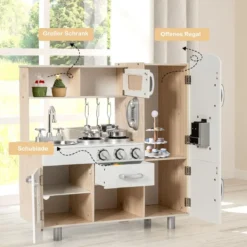 Kinderküche mit Realistischem Licht & Sound & Kühlschrank 72,5 x 29 x 81,5 cm Weiß