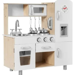 Kinderküche mit Realistischem Licht & Sound & Kühlschrank 72,5 x 29 x 81,5 cm Weiß