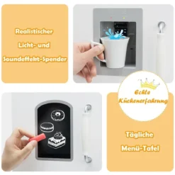 Kinderküche mit Realistischem Licht & Sound & Zubehöre 79 x 30 x 88,5 cm Weiß