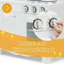 Kinderküche mit Realistischem Licht & Sound & Zubehöre 79 x 30 x 88,5 cm Weiß
