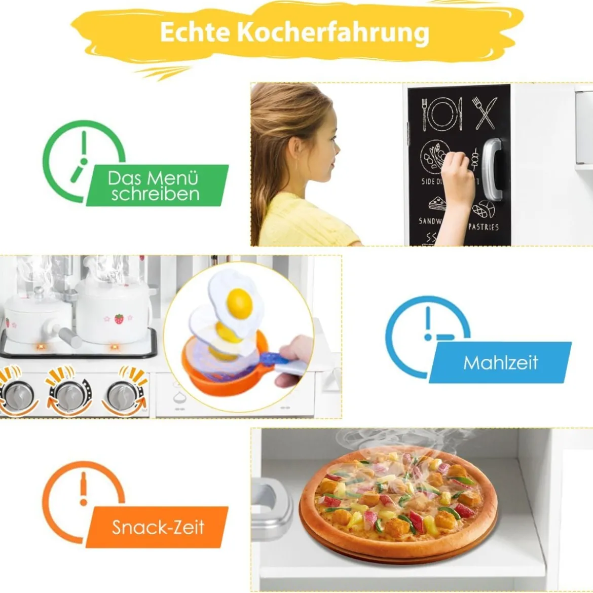 Kinderküche mit Tafel & Simulierten Geräuschen 83 x 32 x 80 cm Weiß