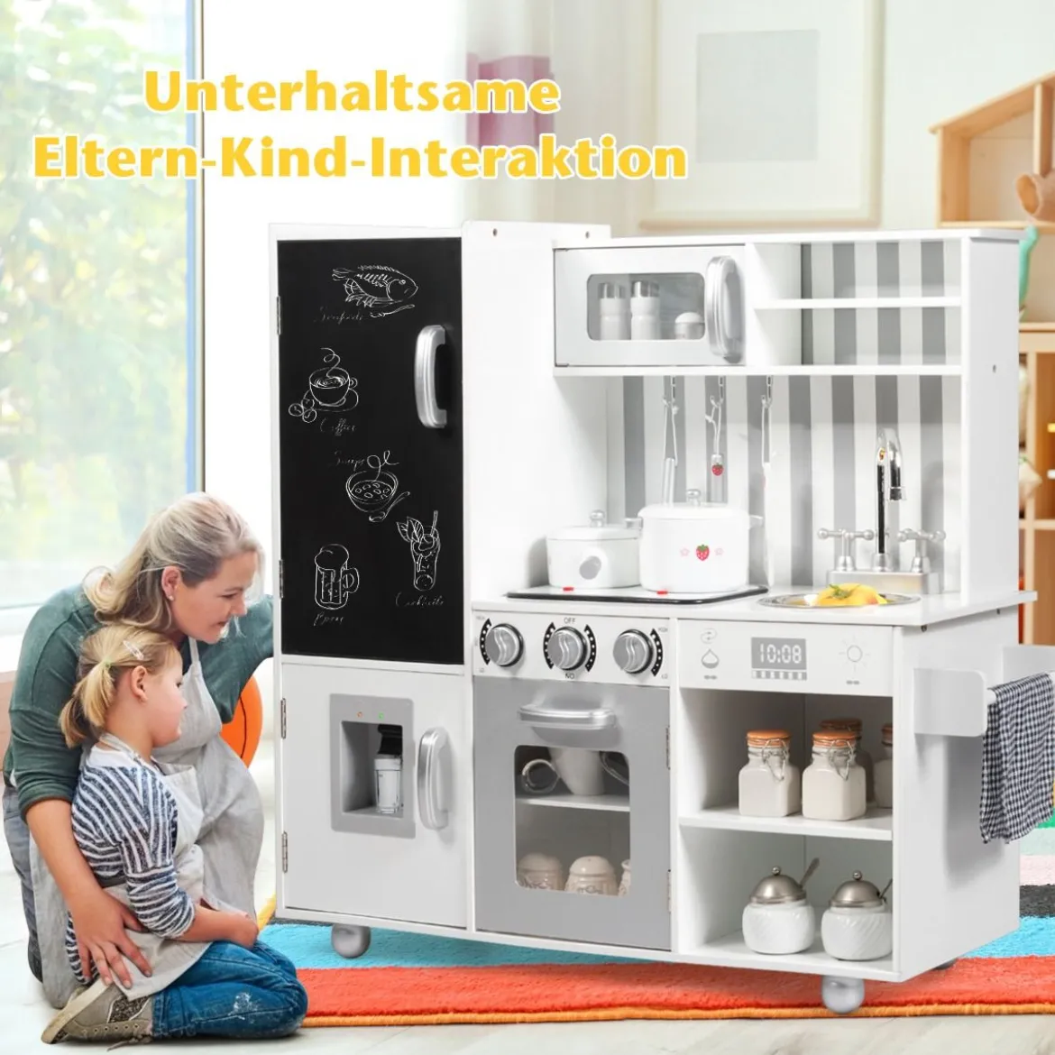 Kinderküche mit Tafel & Simulierten Geräuschen 83 x 32 x 80 cm Weiß